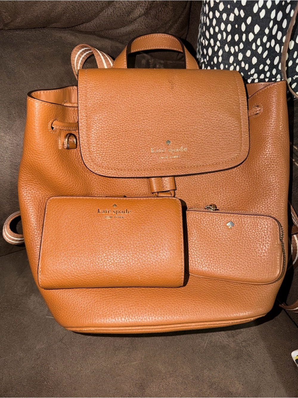 kate spade tan brown pebbled leather backpack handbag